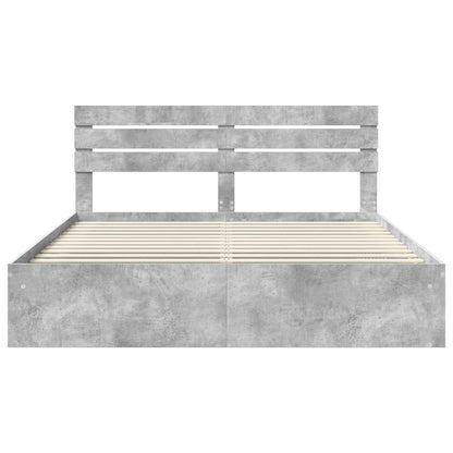 Bedframe met hoofdeinde Beton 180 x 200 cm Massief grenenhout