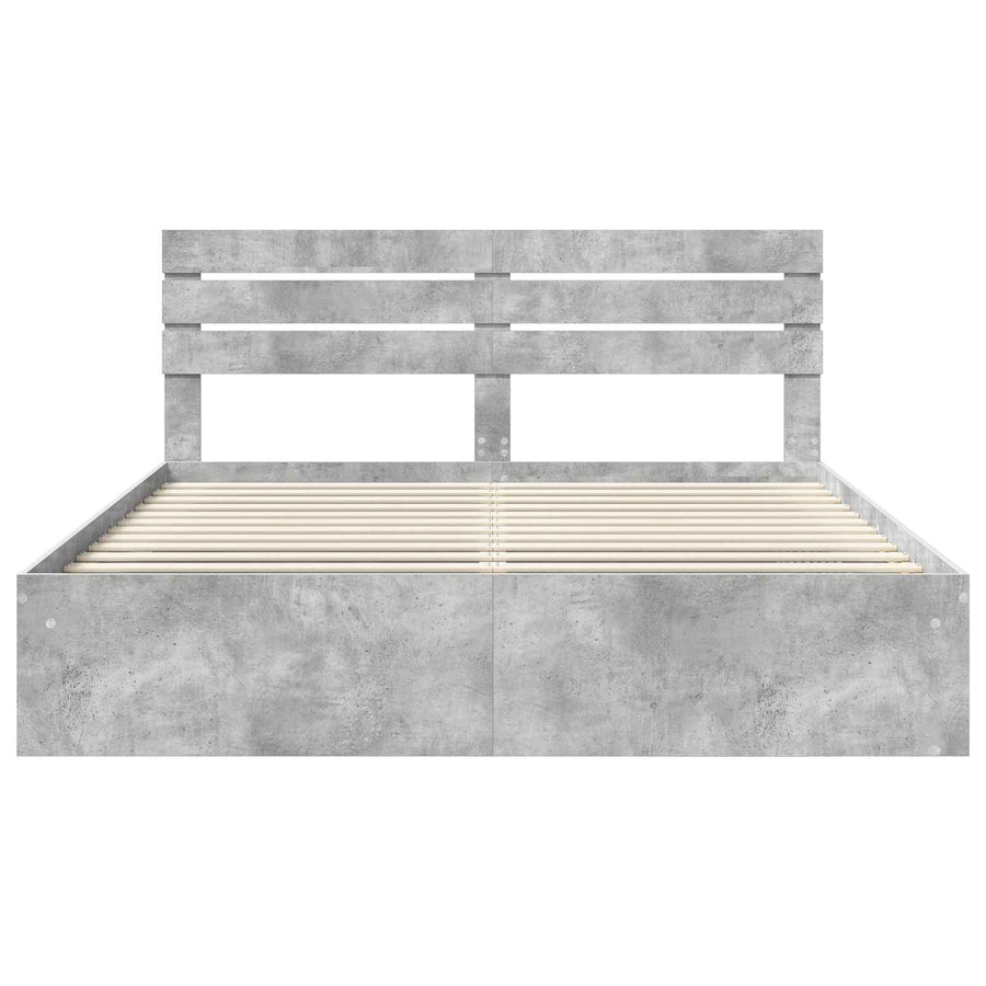 Bedframe met hoofdeinde Beton 180 x 200 cm Massief grenenhout