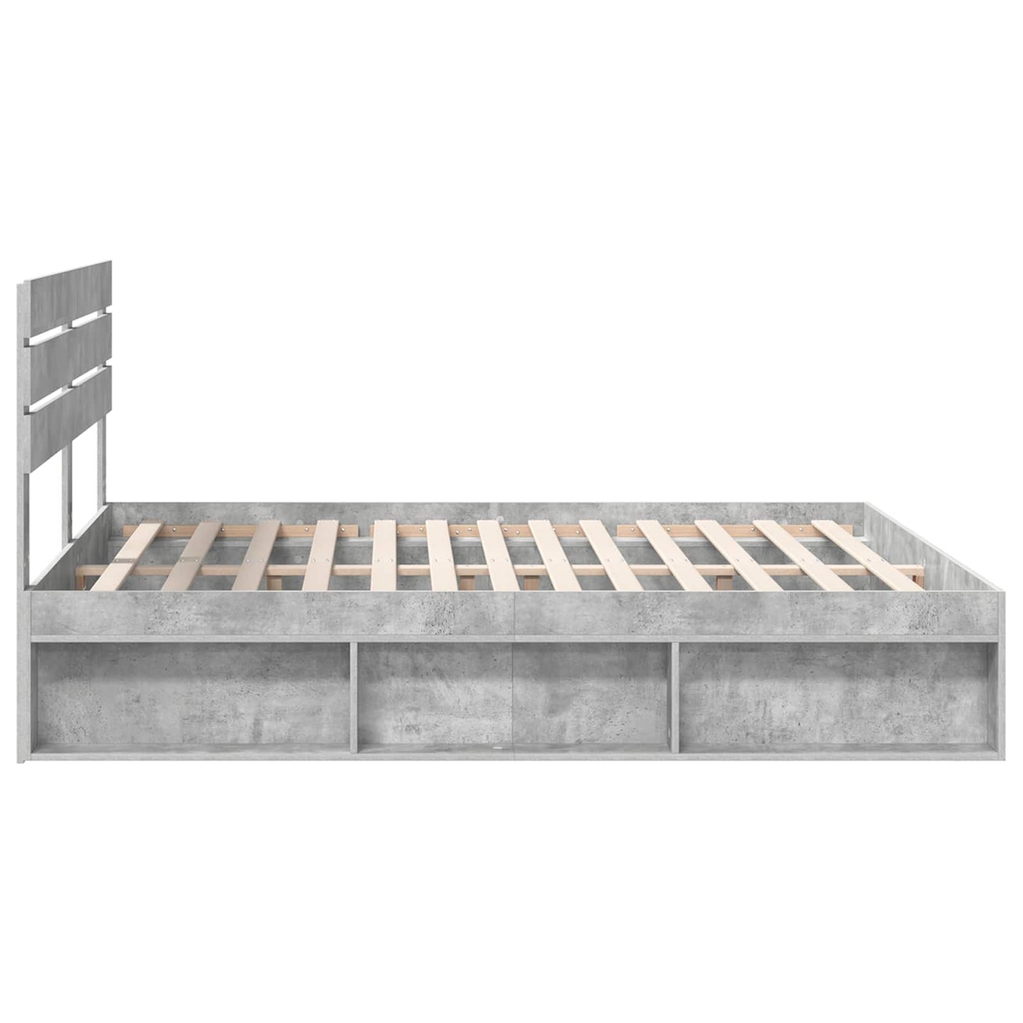 Bedframe met hoofdeinde Beton 180 x 200 cm Massief grenenhout