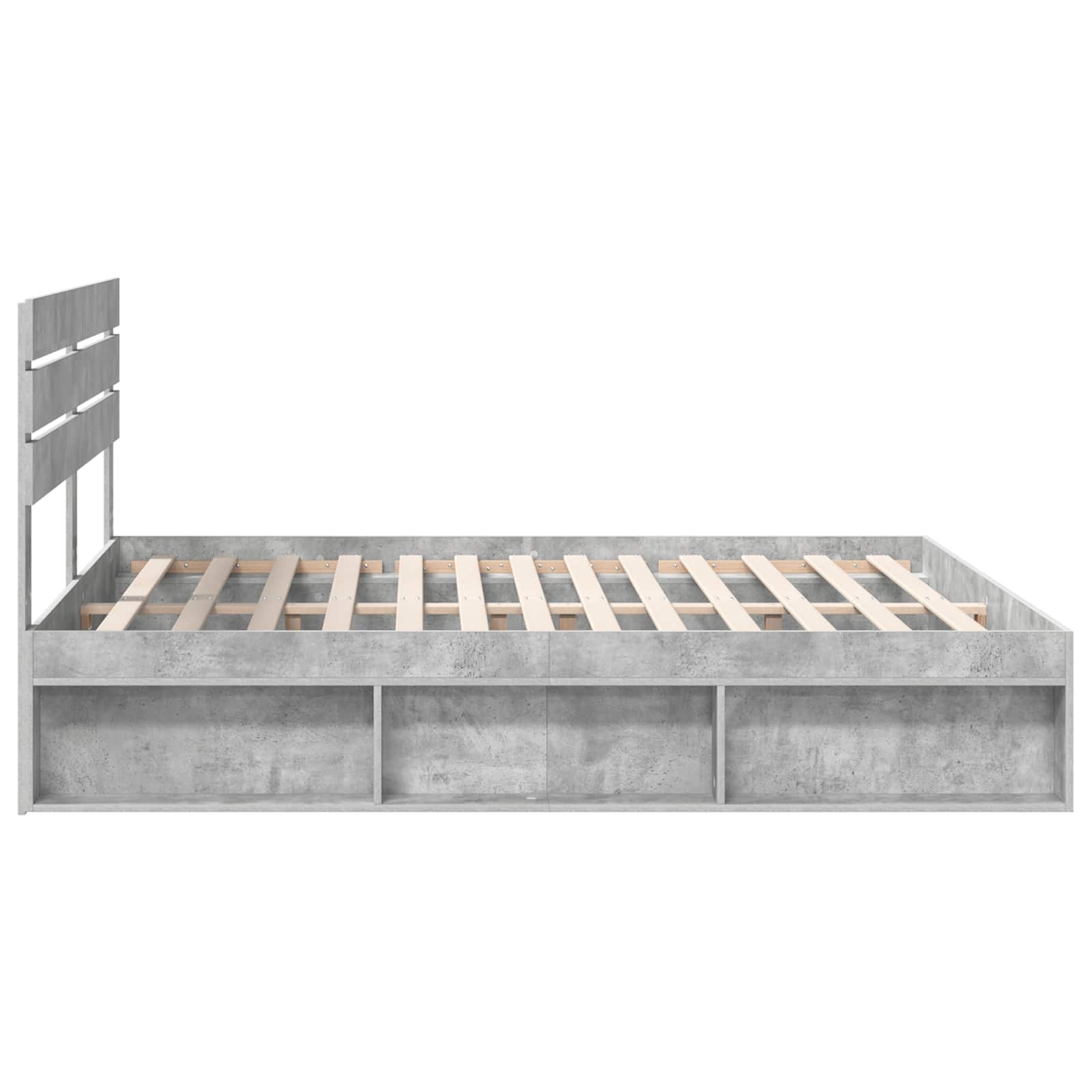 Bedframe met hoofdeinde Beton 180 x 200 cm Massief grenenhout