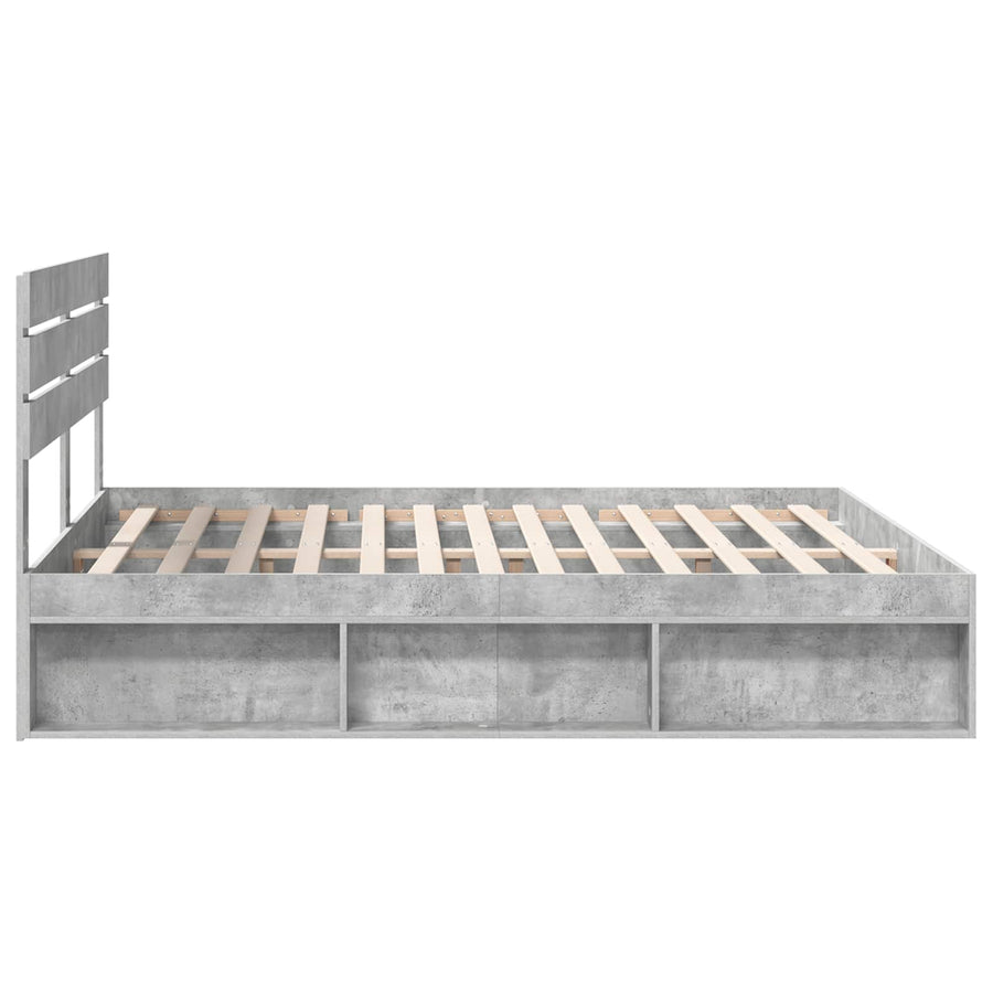 Bedframe met hoofdeinde Beton 180 x 200 cm Massief grenenhout