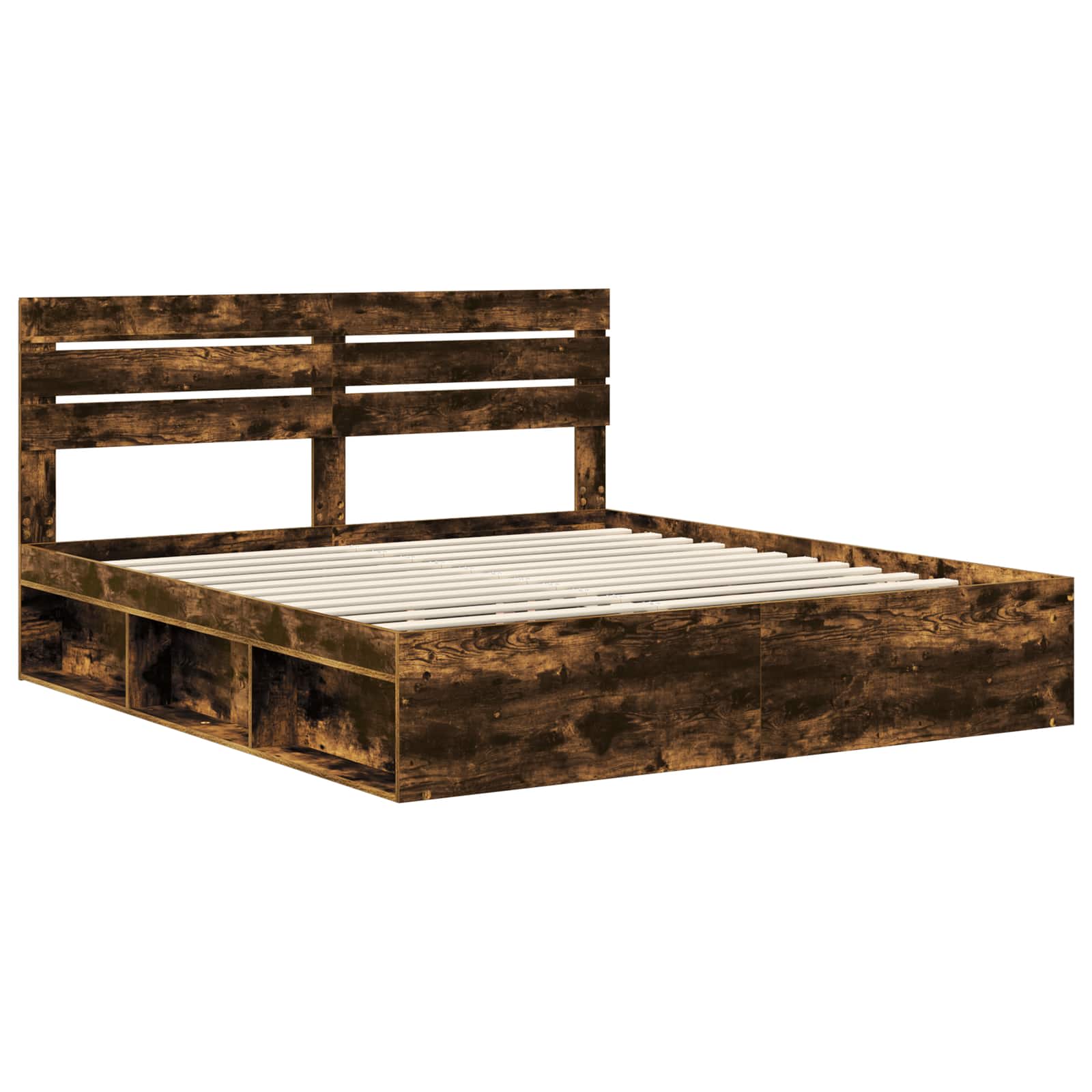 Bedframe Gerookt eiken 180 x 200 cm Massief grenenhout