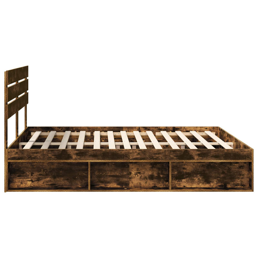 Bedframe Gerookt eiken 180 x 200 cm Massief grenenhout