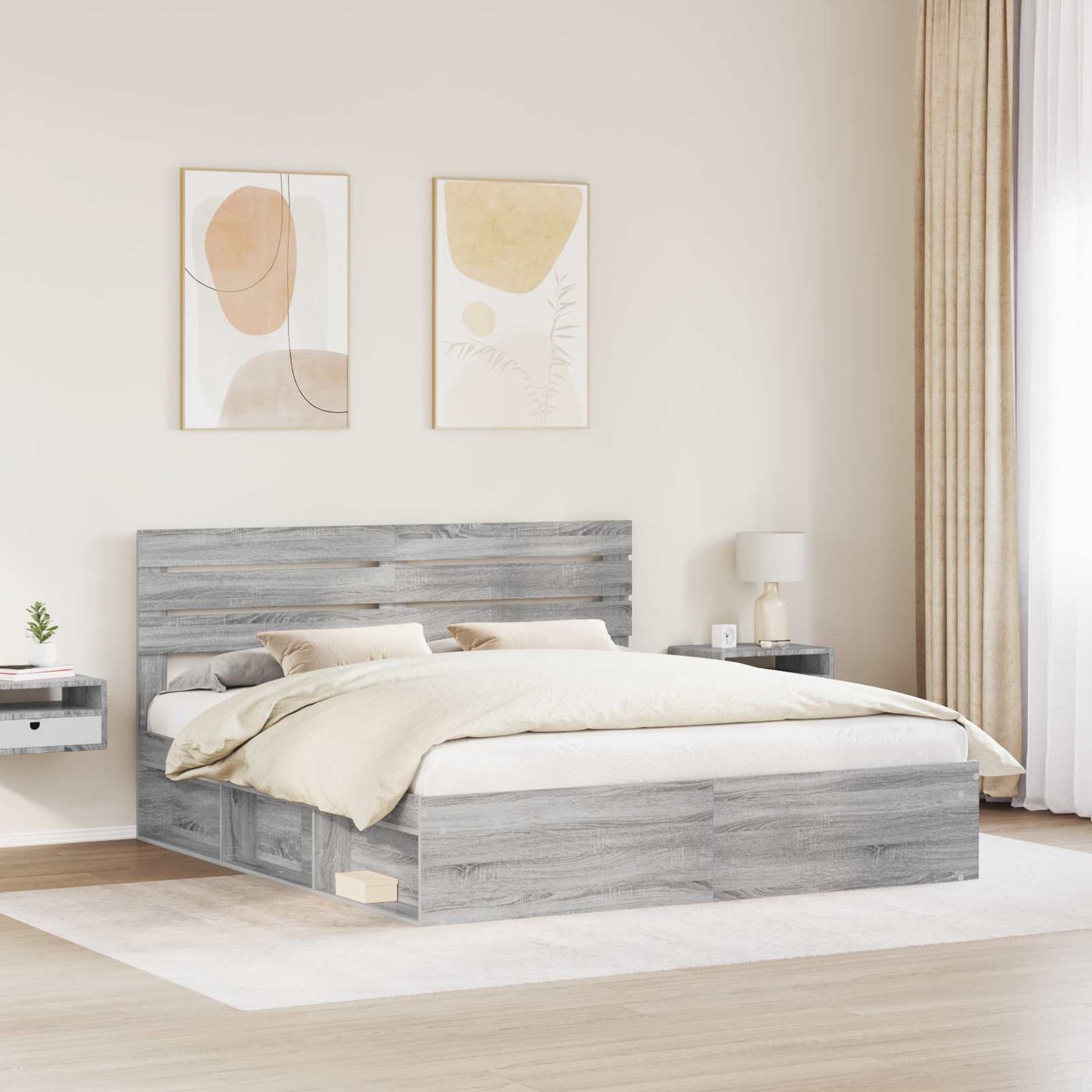 Bedframe Grijs Sonoma 180 x 200 cm Massief grenenhout