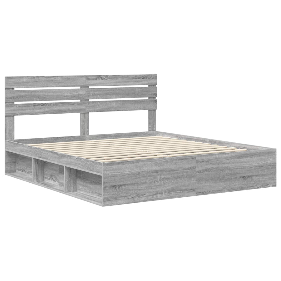Bedframe Grijs Sonoma 180 x 200 cm Massief grenenhout