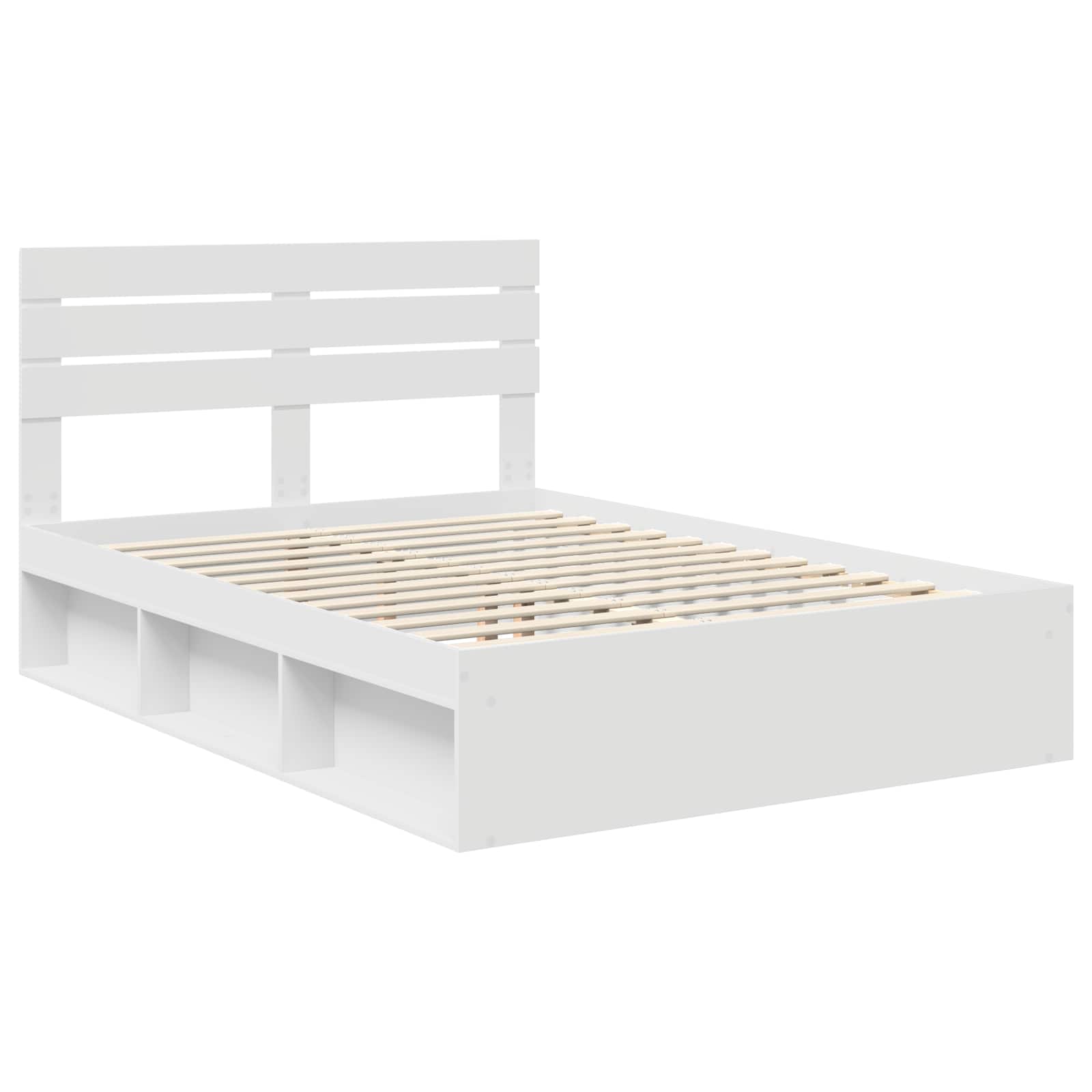 Bedframe met hoofdeinde Wit 160 x 200 cm Massief grenenhout