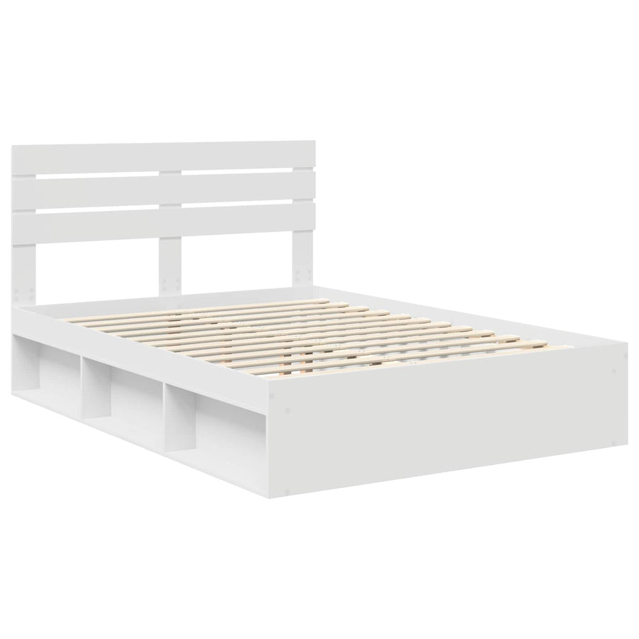 Bedframe met hoofdeinde Wit 160 x 200 cm Massief grenenhout