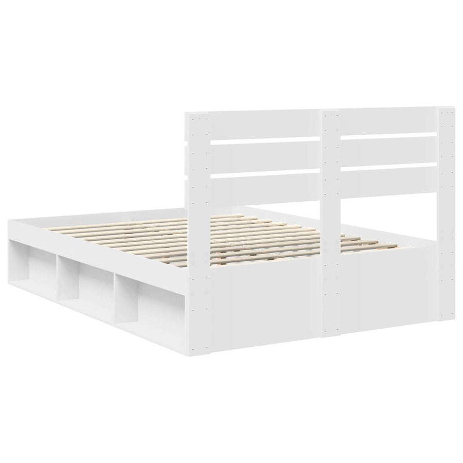 Bedframe met hoofdeinde Wit 160 x 200 cm Massief grenenhout