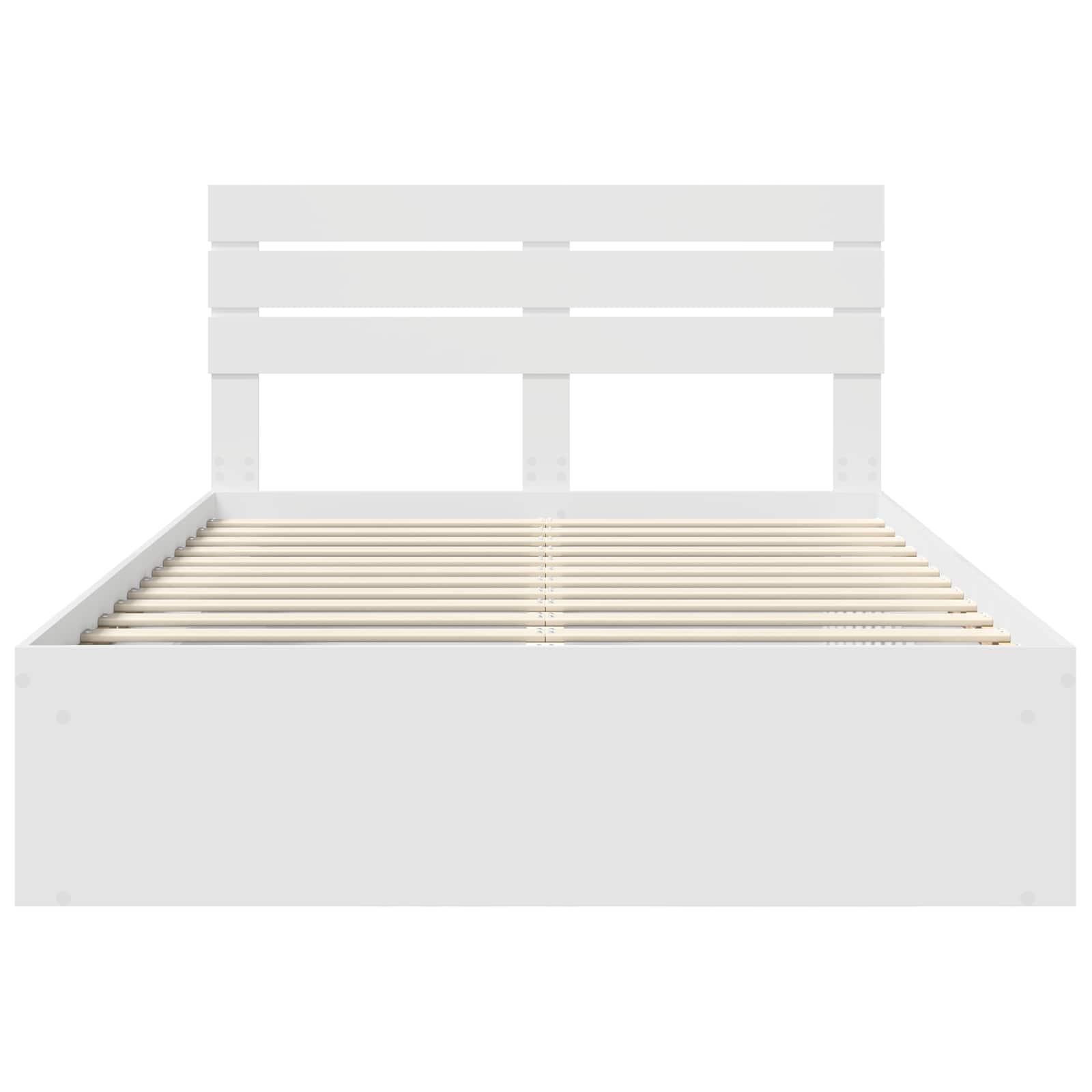 Bedframe met hoofdeinde Wit 160 x 200 cm Massief grenenhout