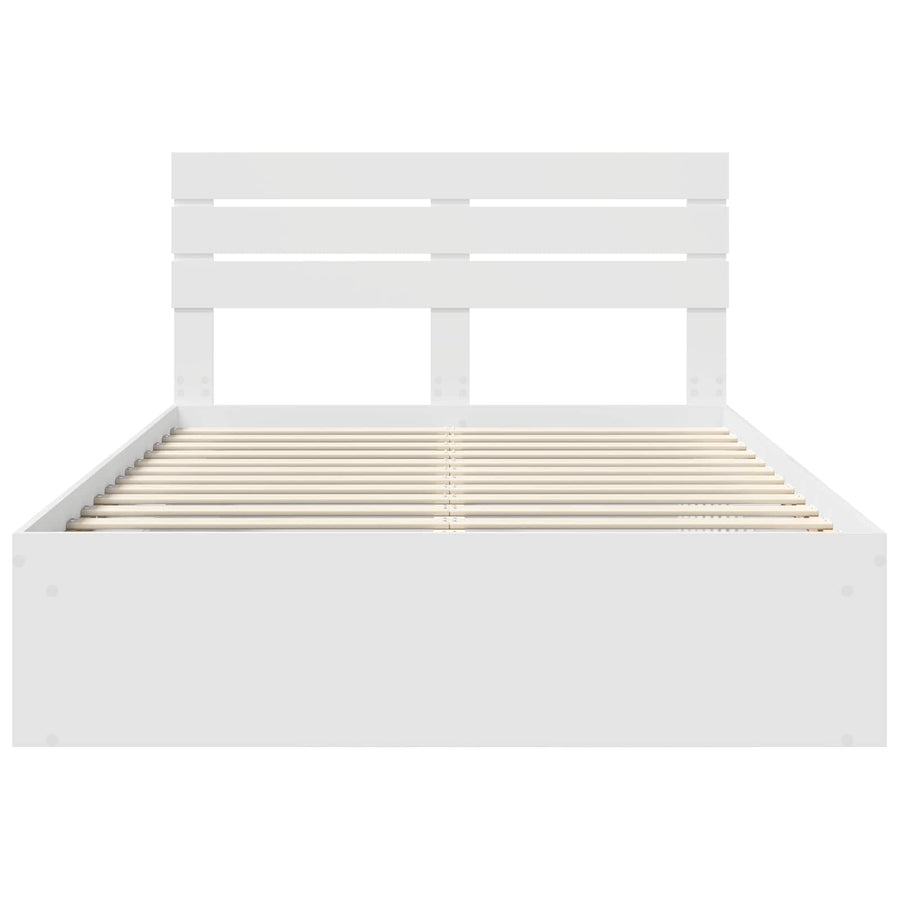 Bedframe met hoofdeinde Wit 160 x 200 cm Massief grenenhout