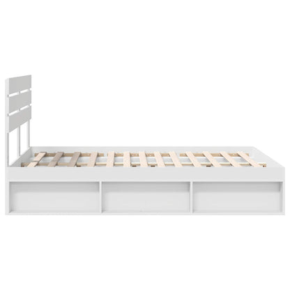 Bedframe met hoofdeinde Wit 160 x 200 cm Massief grenenhout