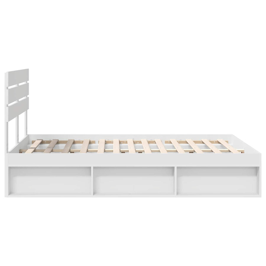 Bedframe met hoofdeinde Wit 160 x 200 cm Massief grenenhout