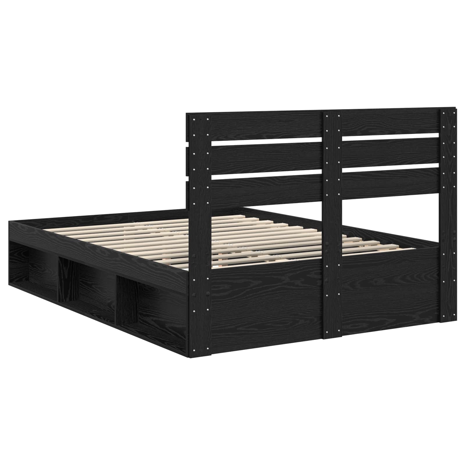 Bedframe met hoofdeinde Zwart 160 x 200 cm Massief grenenhout
