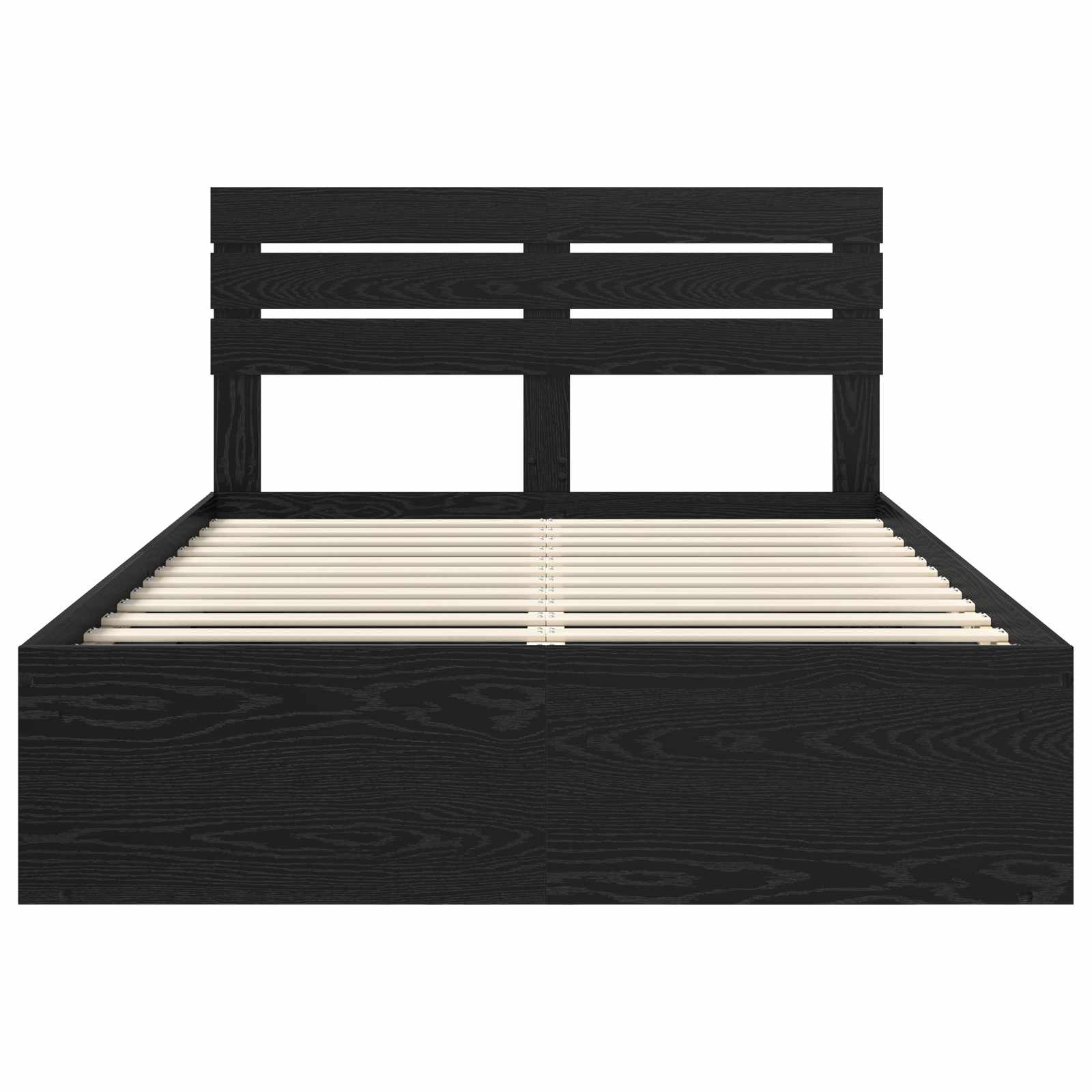 Bedframe met hoofdeinde Zwart 160 x 200 cm Massief grenenhout