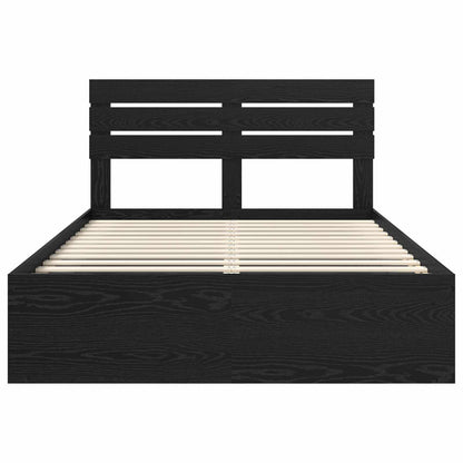 Bedframe met hoofdeinde Zwart 160 x 200 cm Massief grenenhout