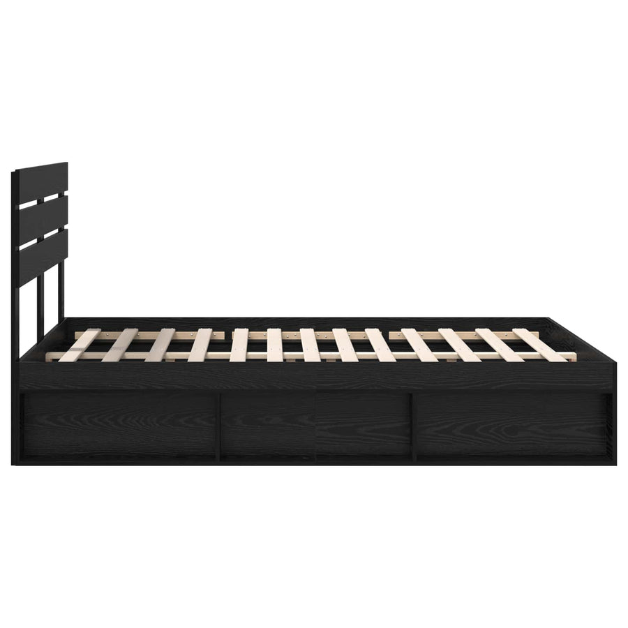 Bedframe met hoofdeinde Zwart 160 x 200 cm Massief grenenhout