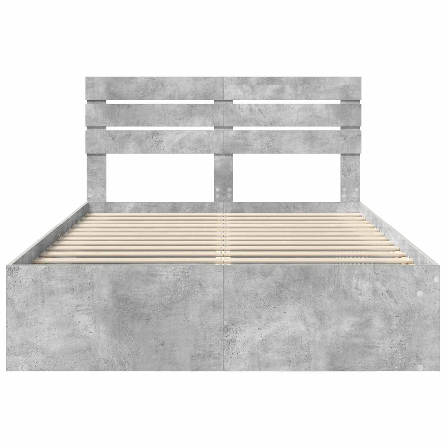 Bedframe met hoofdeinde Beton 160 x 200 cm Massief grenenhout