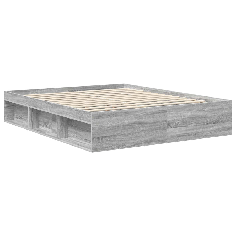 Bedframe Grijs Sonoma 160 x 200 cm Massief grenenhout