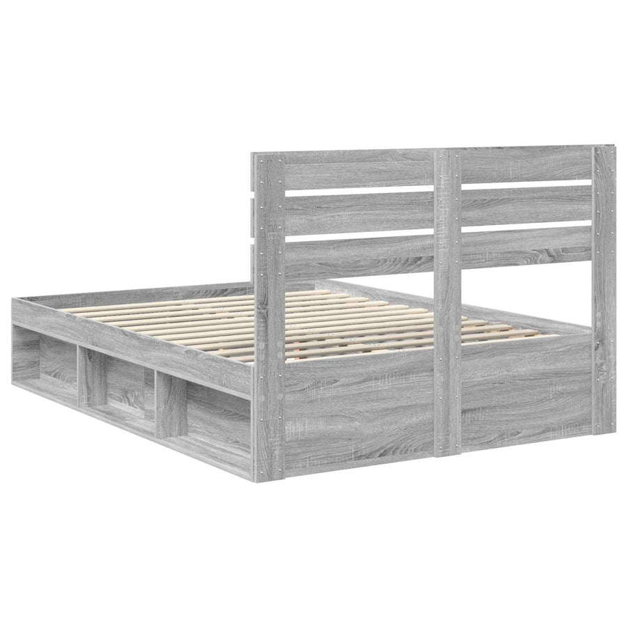 Bedframe Grijs Sonoma 160 x 200 cm Massief grenenhout