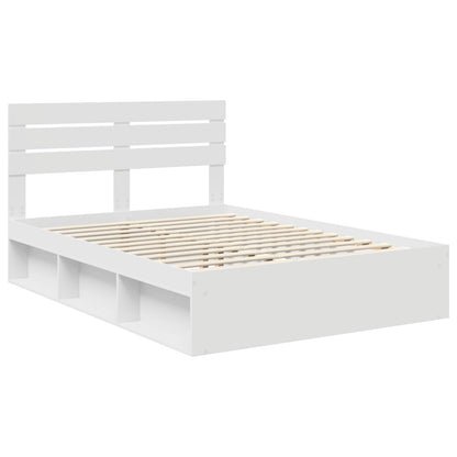 Bedframe met hoofdeinde Wit 150 x 200 cm Massief grenenhout