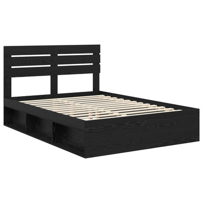 Bedframe met hoofdeinde Zwart 150 x 200 cm Massief grenenhout