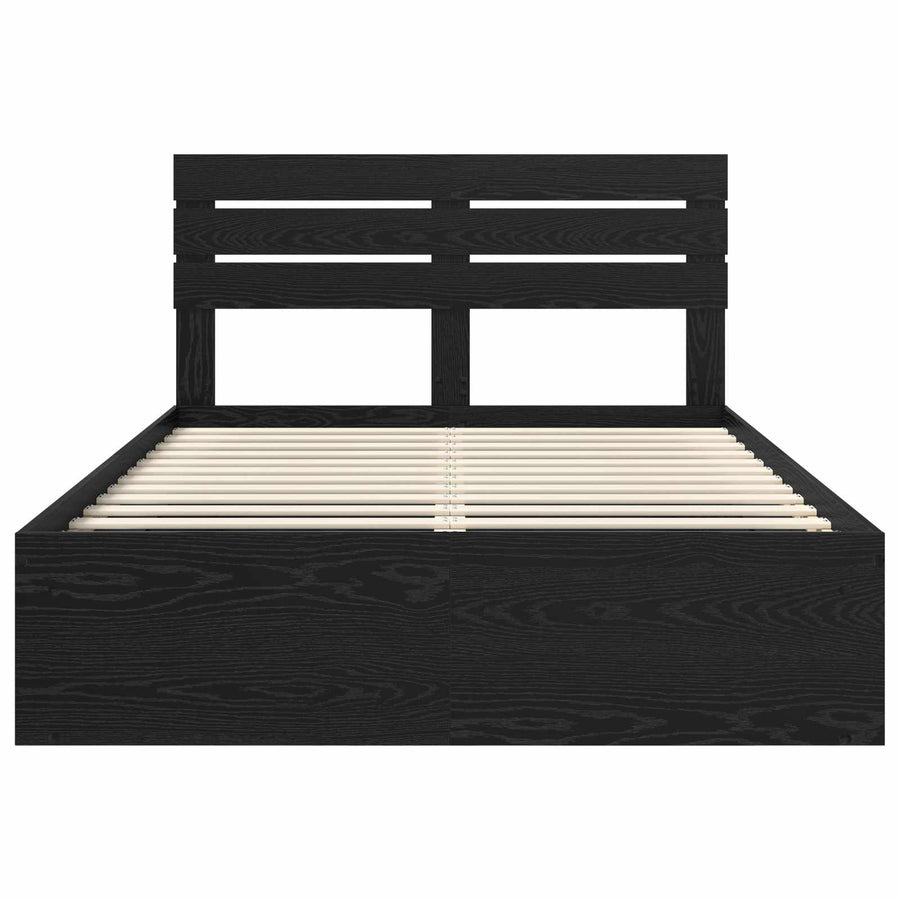 Bedframe met hoofdeinde Zwart 150 x 200 cm Massief grenenhout