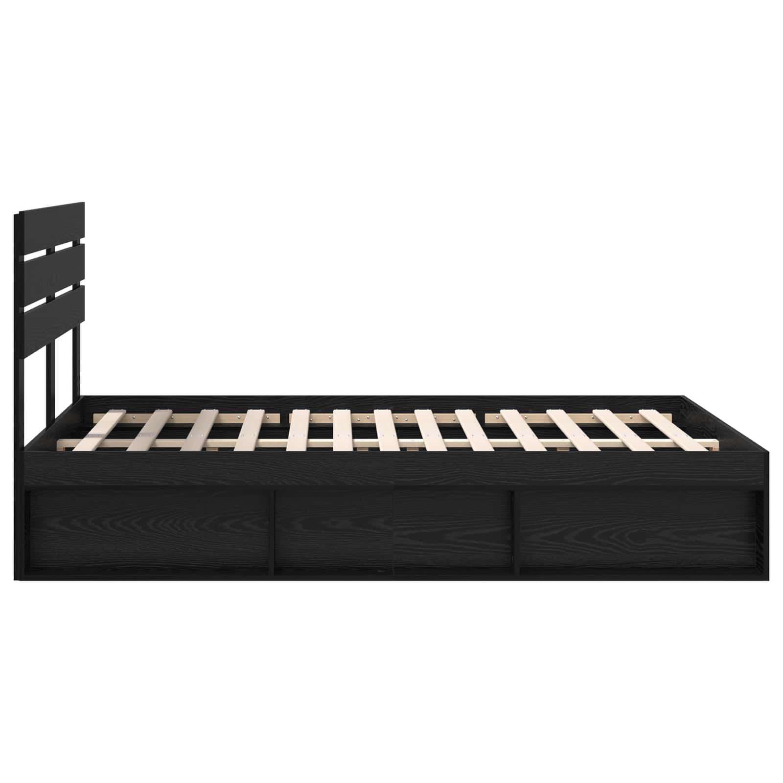 Bedframe met hoofdeinde Zwart 150 x 200 cm Massief grenenhout
