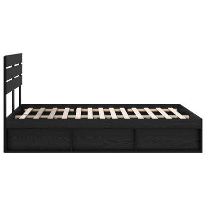 Bedframe met hoofdeinde Zwart 150 x 200 cm Massief grenenhout