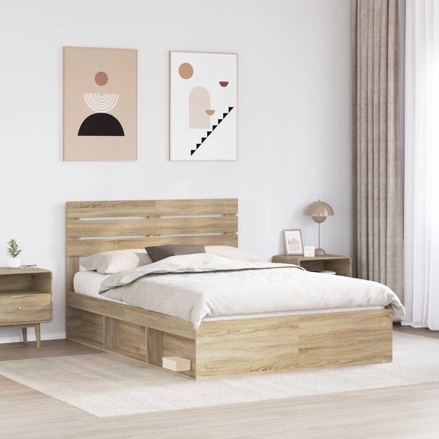Bedframe Sonoma Eiken 150 x 200 cm Massief grenenhout