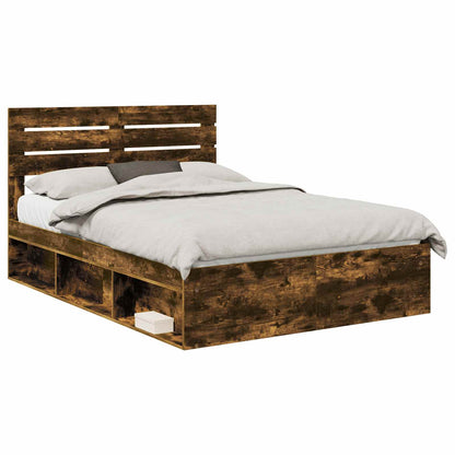 Bedframe Gerookt eiken 150 x 200 cm Massief grenenhout