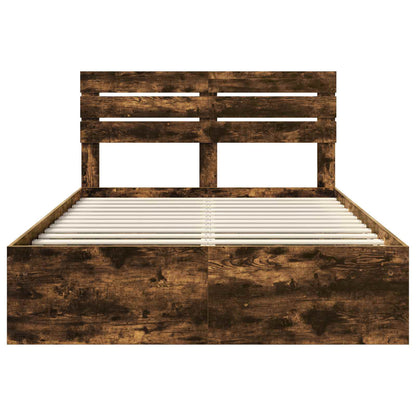 Bedframe Gerookt eiken 150 x 200 cm Massief grenenhout