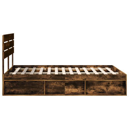 Bedframe Gerookt eiken 150 x 200 cm Massief grenenhout