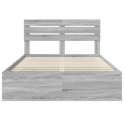 Bedframe Grijs Sonoma 150 x 200 cm Massief grenenhout