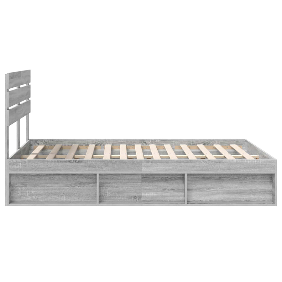 Bedframe Grijs Sonoma 150 x 200 cm Massief grenenhout