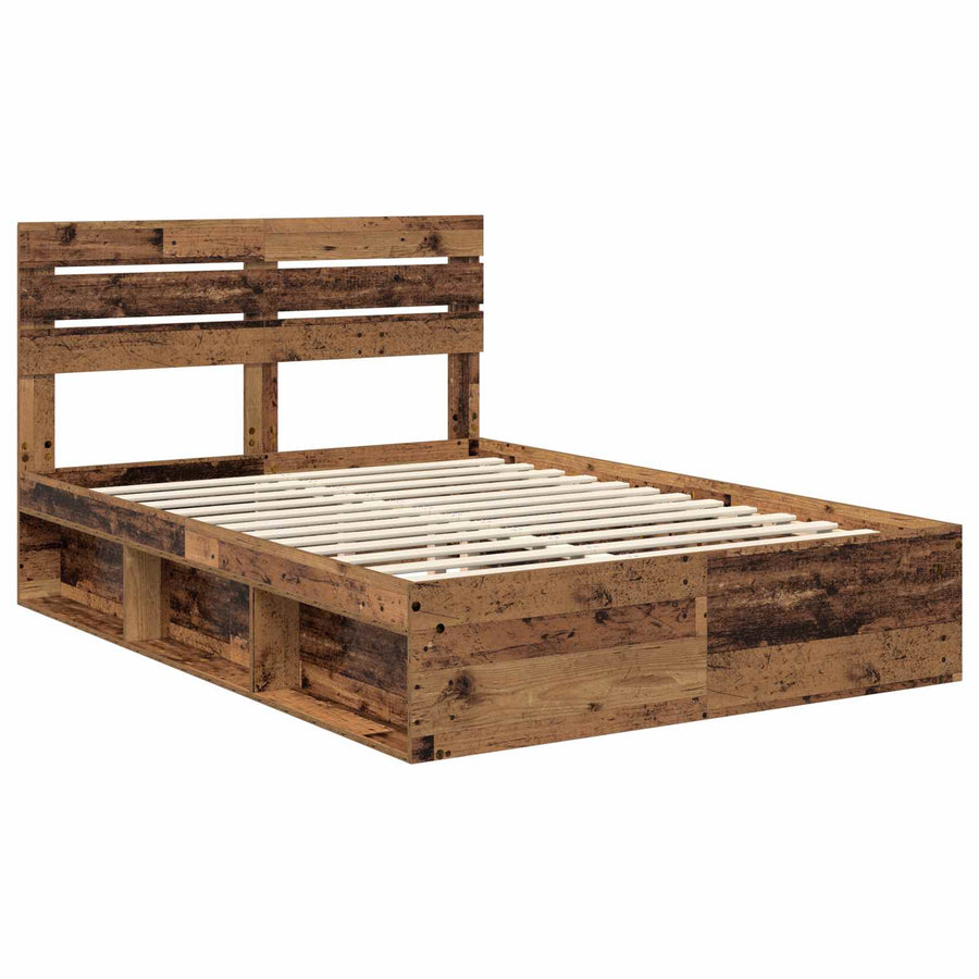 Bedframe met hoofdeinde Oudhout 150 x 200 cm Massief grenenhout