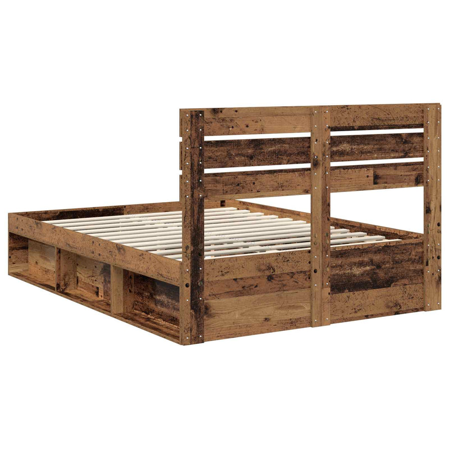 Bedframe met hoofdeinde Oudhout 150 x 200 cm Massief grenenhout