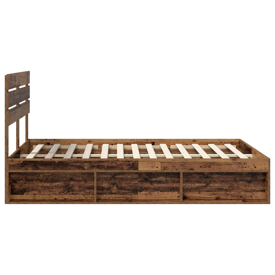 Bedframe met hoofdeinde Oudhout 150 x 200 cm Massief grenenhout