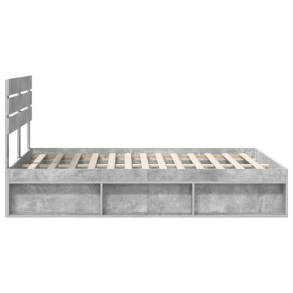 Bedframe met hoofdeinde Beton 140 x 200 cm Massief grenenhout