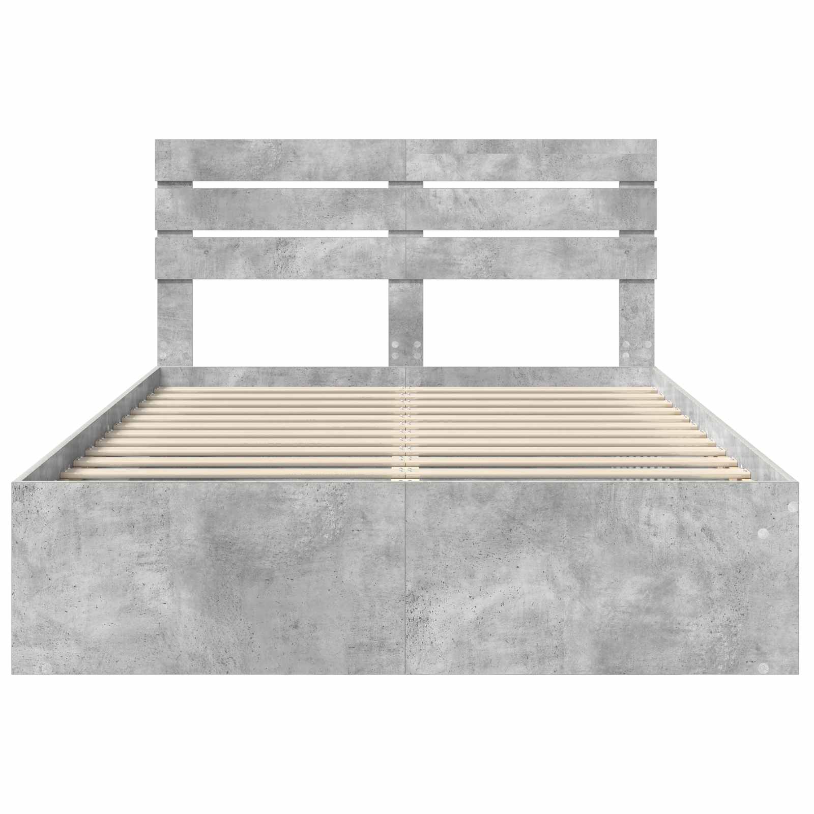 Bedframe met hoofdeinde Beton 140 x 190 cm Massief grenenhout