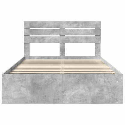 Bedframe met hoofdeinde Beton 140 x 190 cm Massief grenenhout