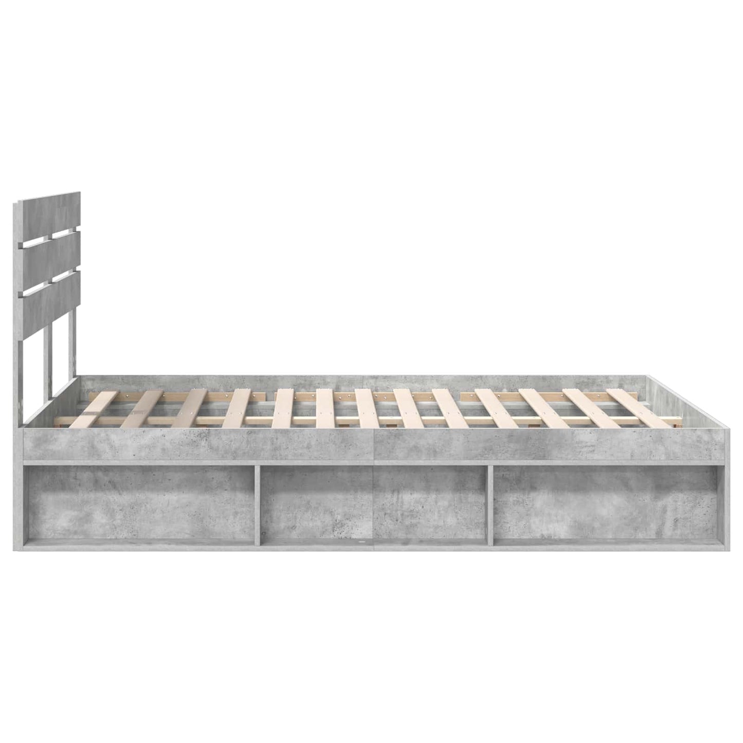 Bedframe met hoofdeinde Beton 140 x 190 cm Massief grenenhout