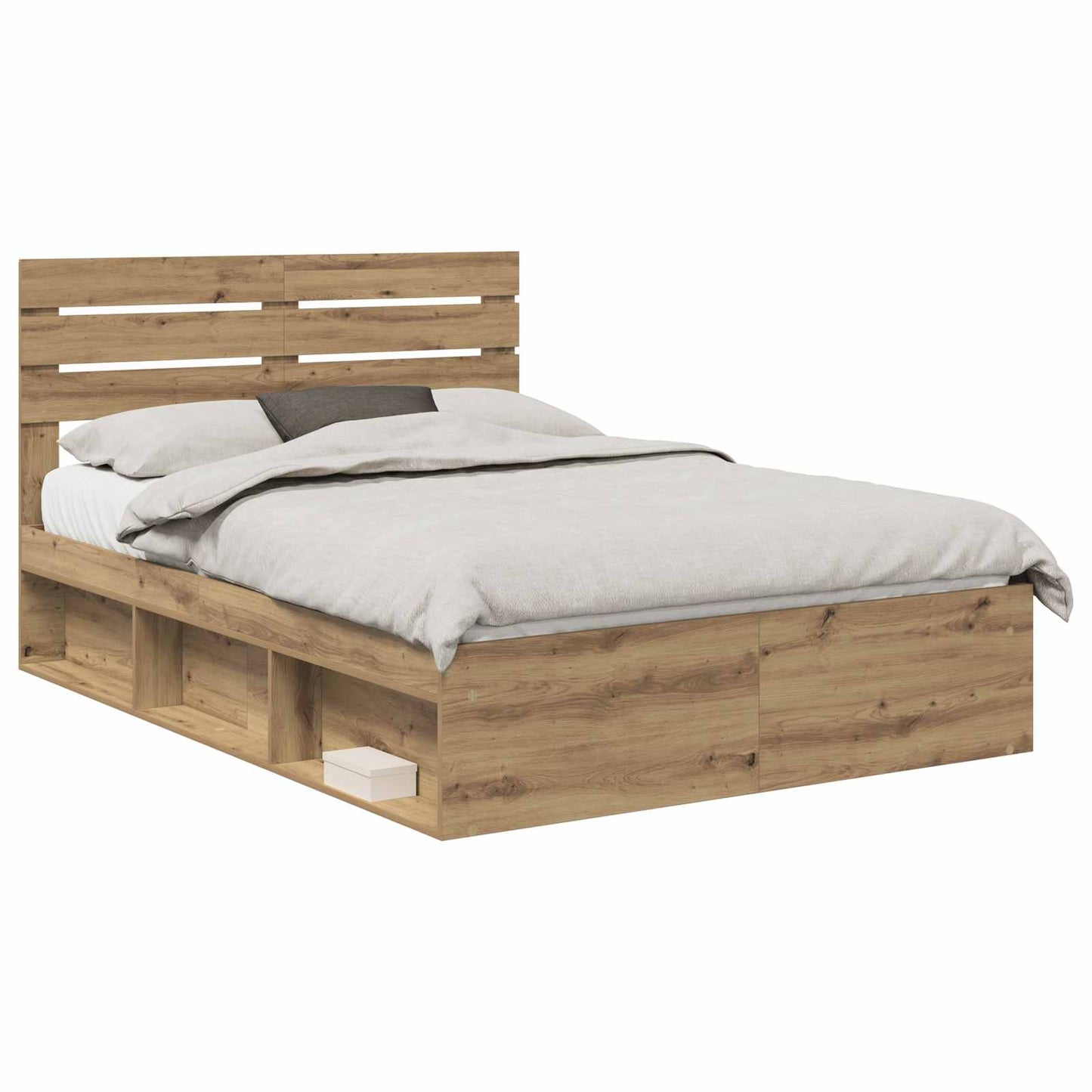 Bedframe Ambachtelijk eiken 140 x 190 cm Massief grenenhout
