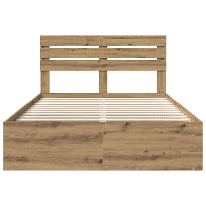 Bedframe Ambachtelijk eiken 140 x 190 cm Massief grenenhout