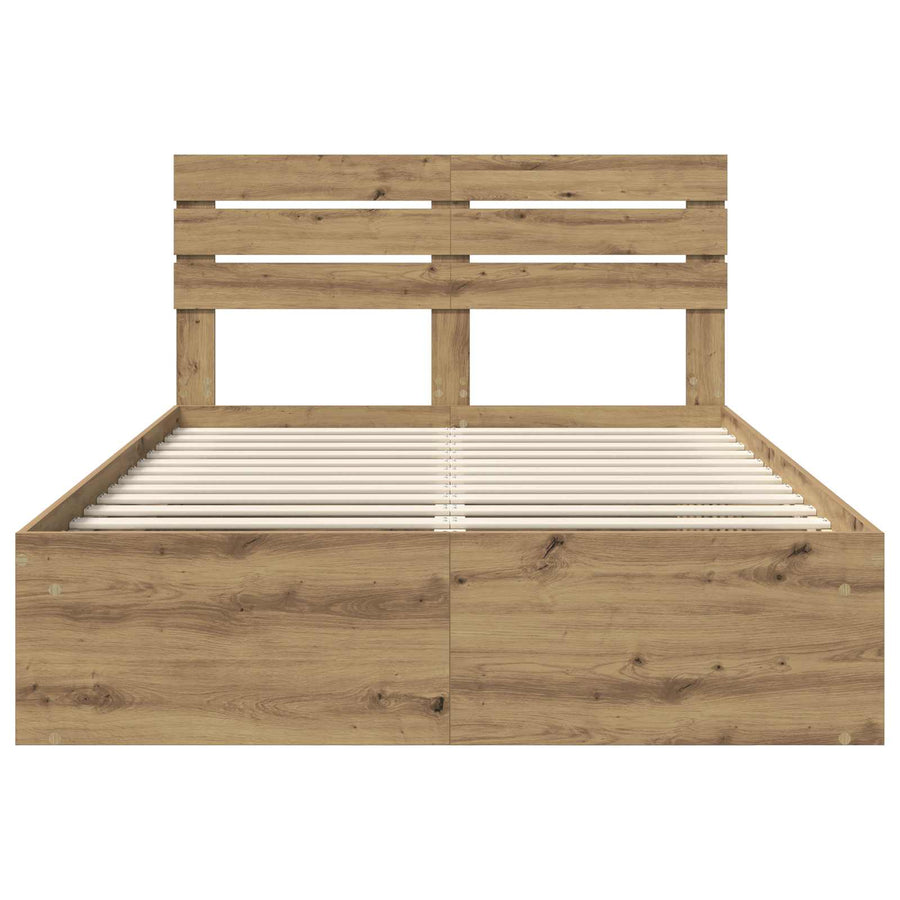 Bedframe Ambachtelijk eiken 140 x 190 cm Massief grenenhout