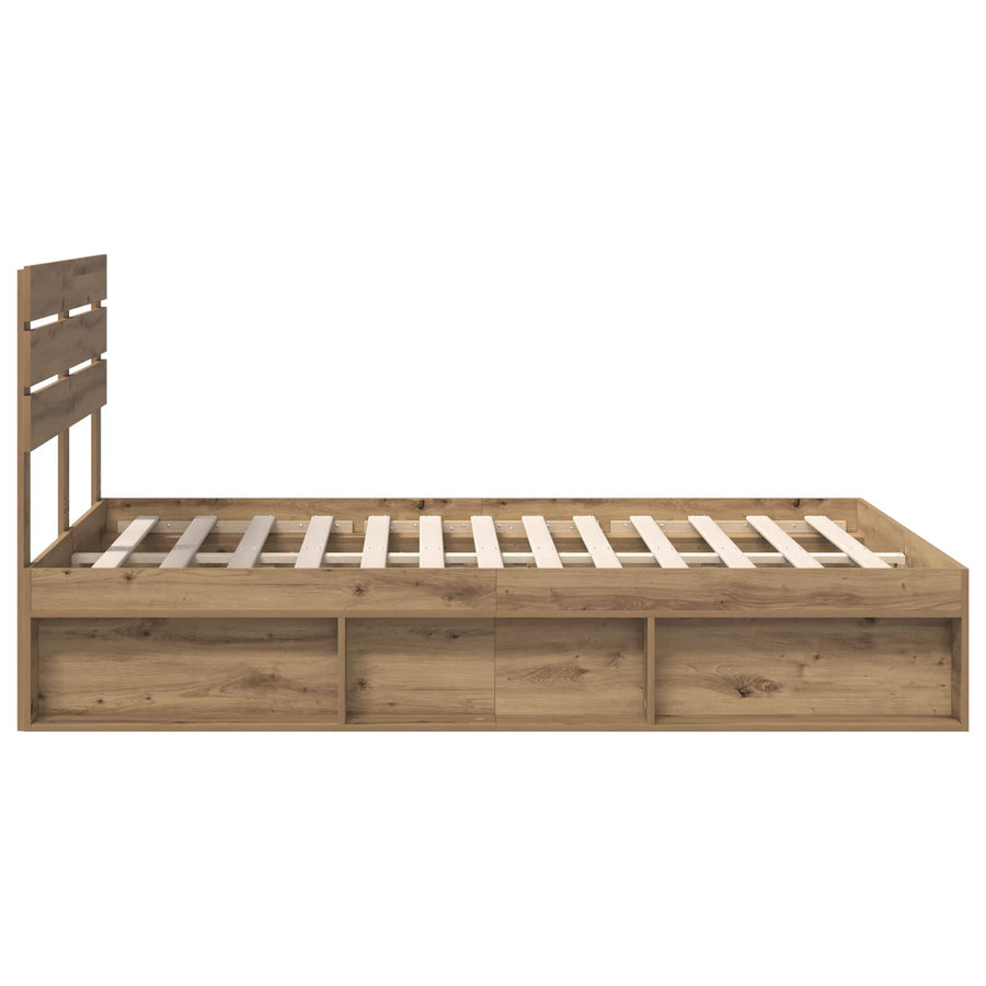 Bedframe Ambachtelijk eiken 140 x 190 cm Massief grenenhout