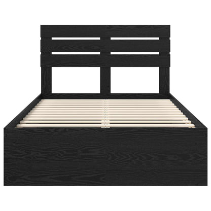 Bedframe met hoofdeinde Zwart 135 x 190 cm Massief grenenhout
