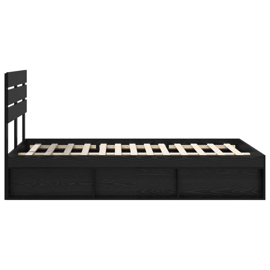 Bedframe met hoofdeinde Zwart 135 x 190 cm Massief grenenhout
