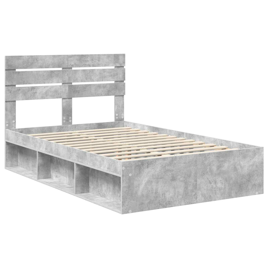 Bedframe Concerte Grijs 135 x 190 cm Massief grenenhout