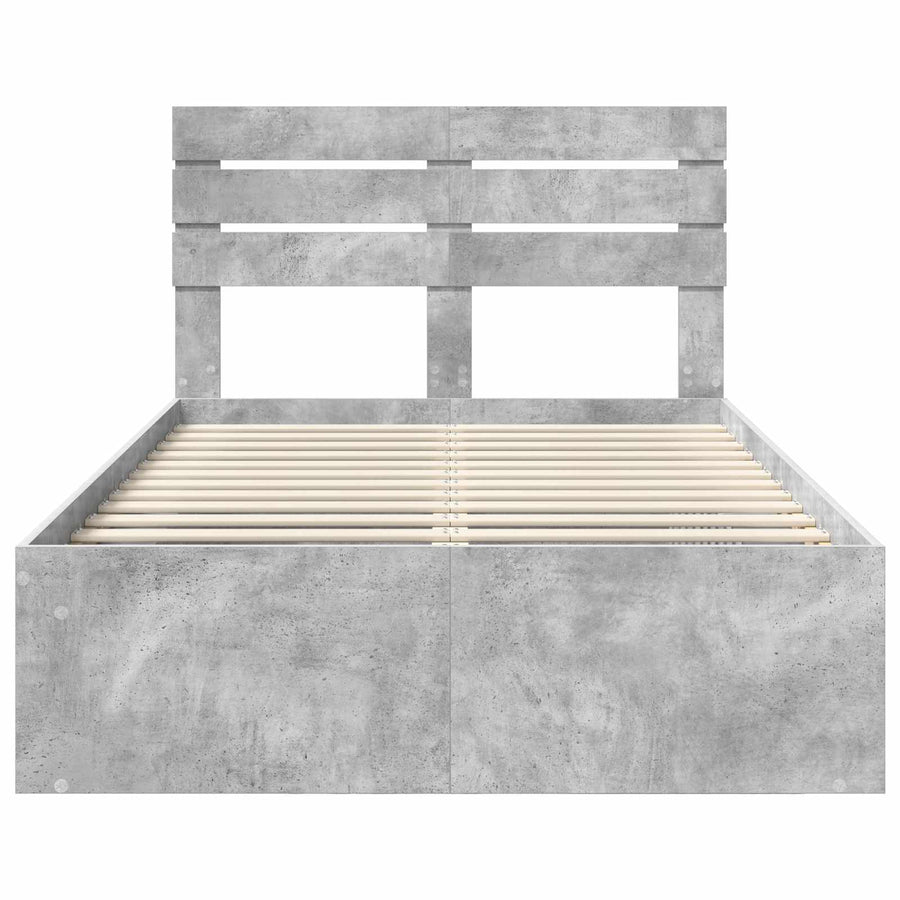 Bedframe Concerte Grijs 135 x 190 cm Massief grenenhout