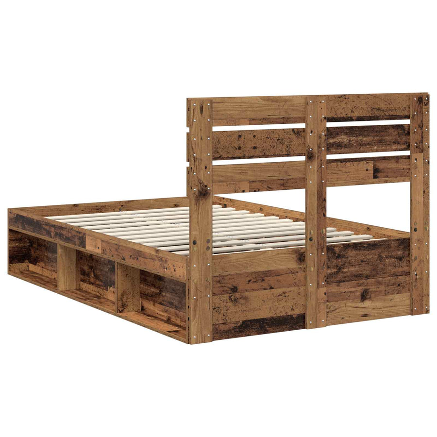 Bedframe met hoofdeinde Oudhout 135 x 190 cm Massief grenenhout